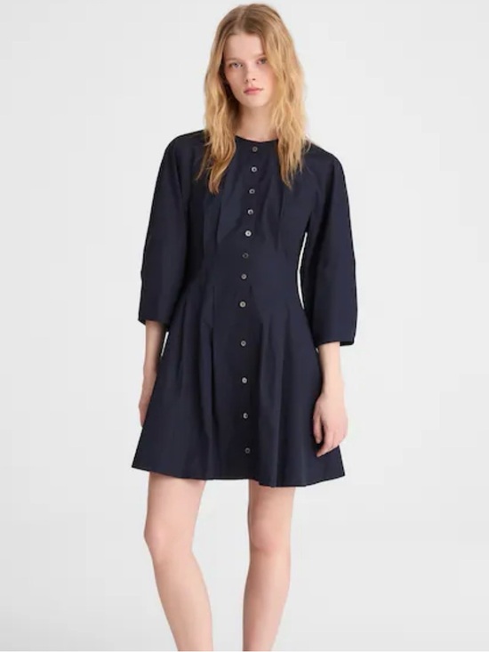 Madewell Dresses & Skirts - Madewell Sculptural Sleeve Navy Pleated Mini Dress Sz 6